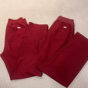 Figs Maroon high waisted Livingston Scrub Pants